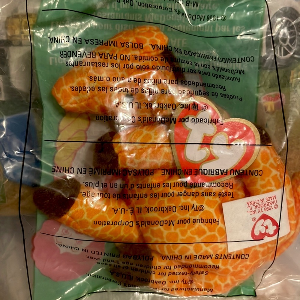 Rare Mcdonald's Ty Beanie Baby Giraffe "Twigs"  1995